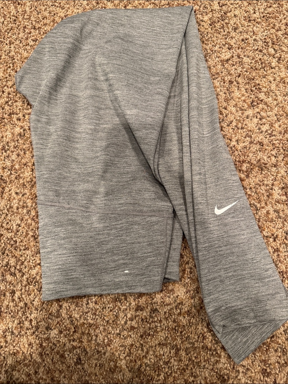 Nike Heather Grey Workout Leggings with White Swoosh